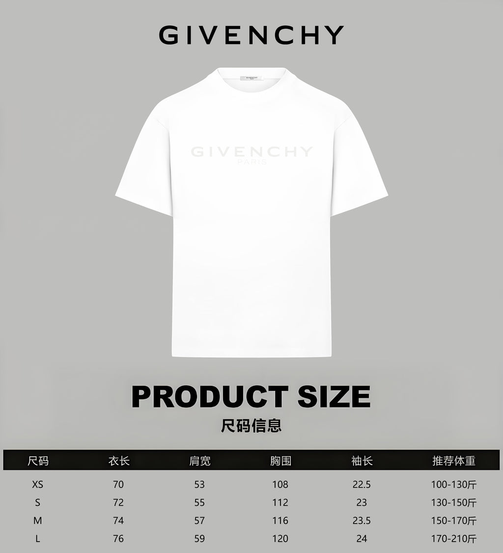 White Givenchy T-shirt front view with crew neck and logo print