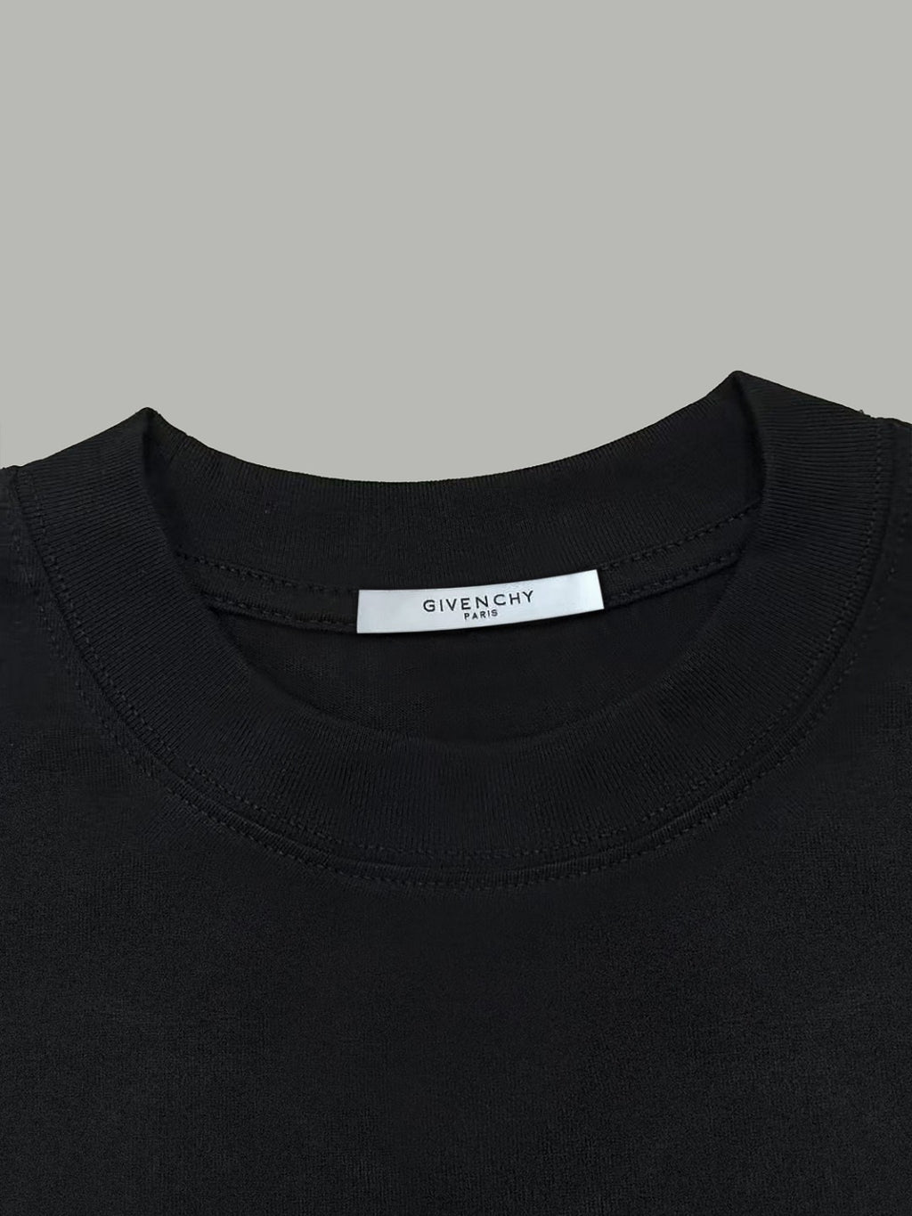 Givenchy black T-shirt neckline label and crew collar detail
