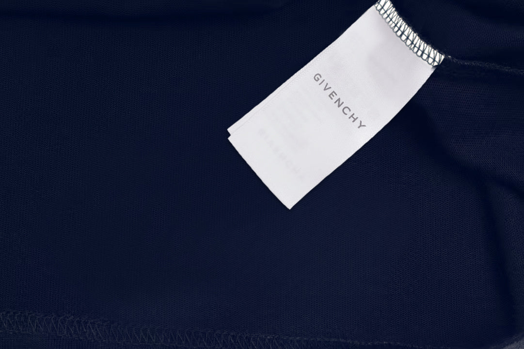 Navy Givenchy T-shirt hem and interior care label