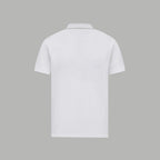 White Givenchy polo shirt, back view with ribbed collar and short sleeves