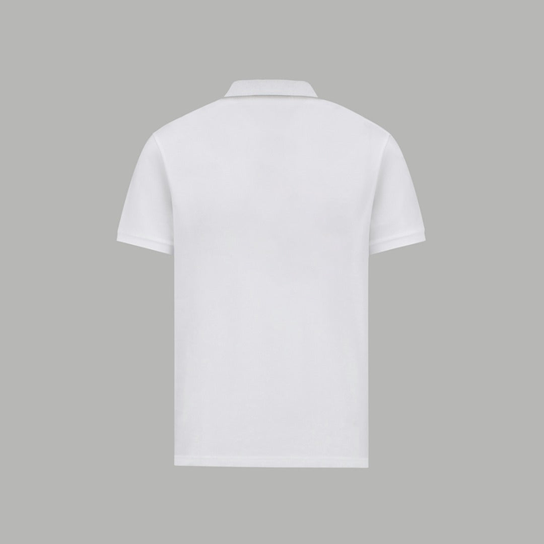 White Givenchy polo shirt, back view with ribbed collar and short sleeves