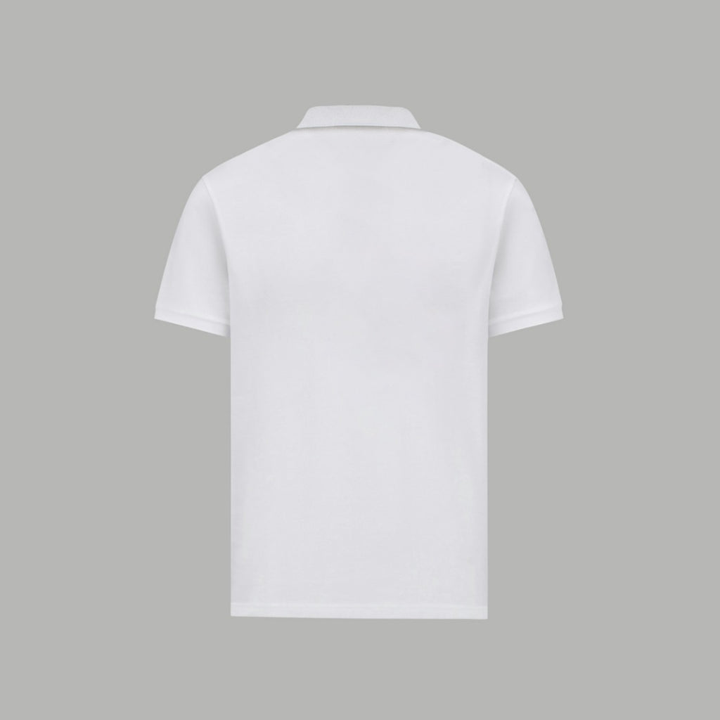 White Versace polo shirt, back view, short sleeves