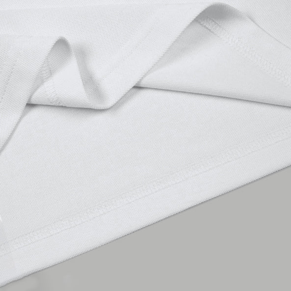White Versace polo shirt fabric texture and side seam