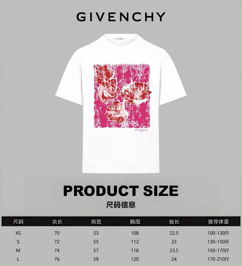 White Givenchy crew-neck T-shirt with red/pink square graphic print