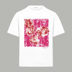 White Givenchy crew-neck T-shirt with red/pink graphic print on the chest