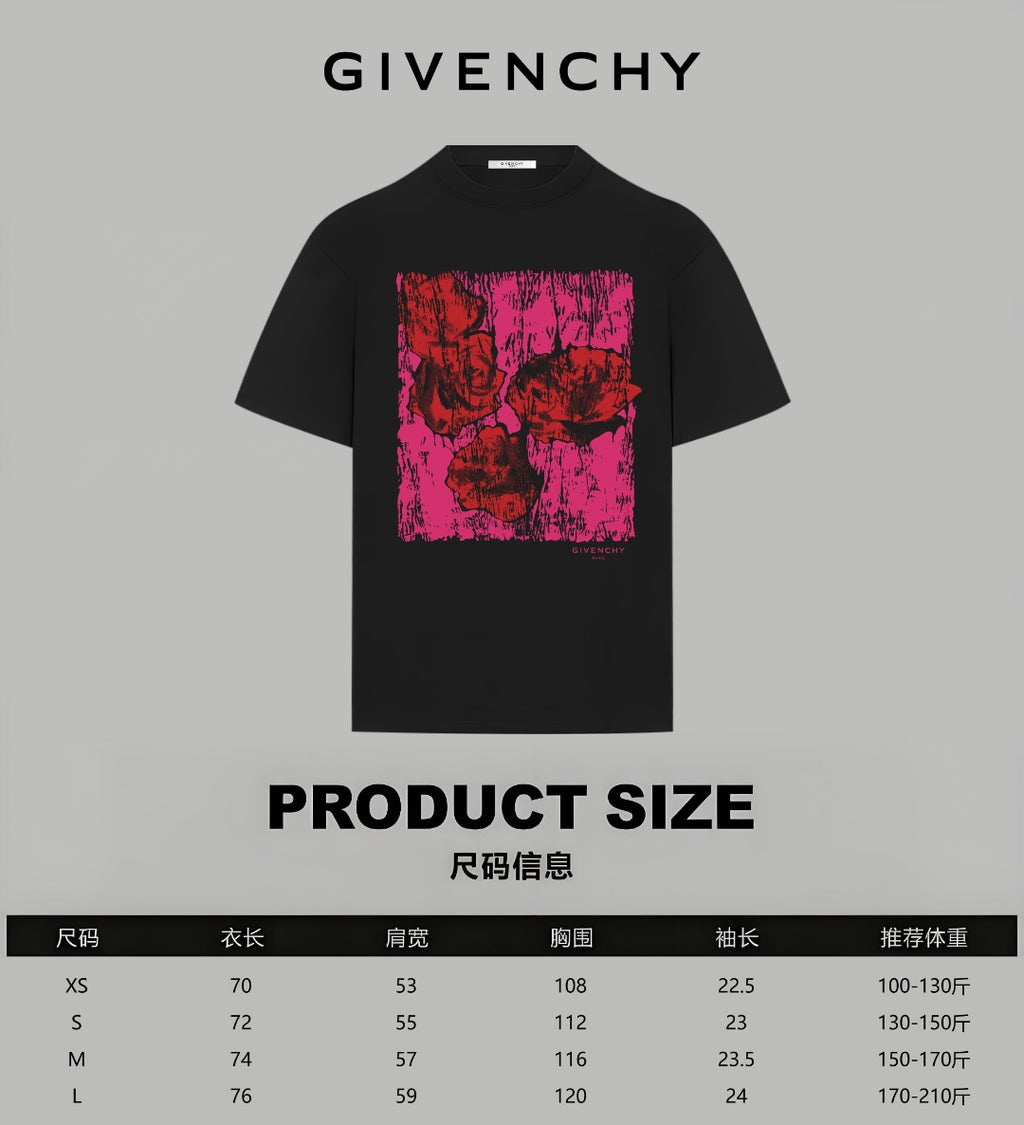 Black Givenchy T-shirt with pink square graphic on front