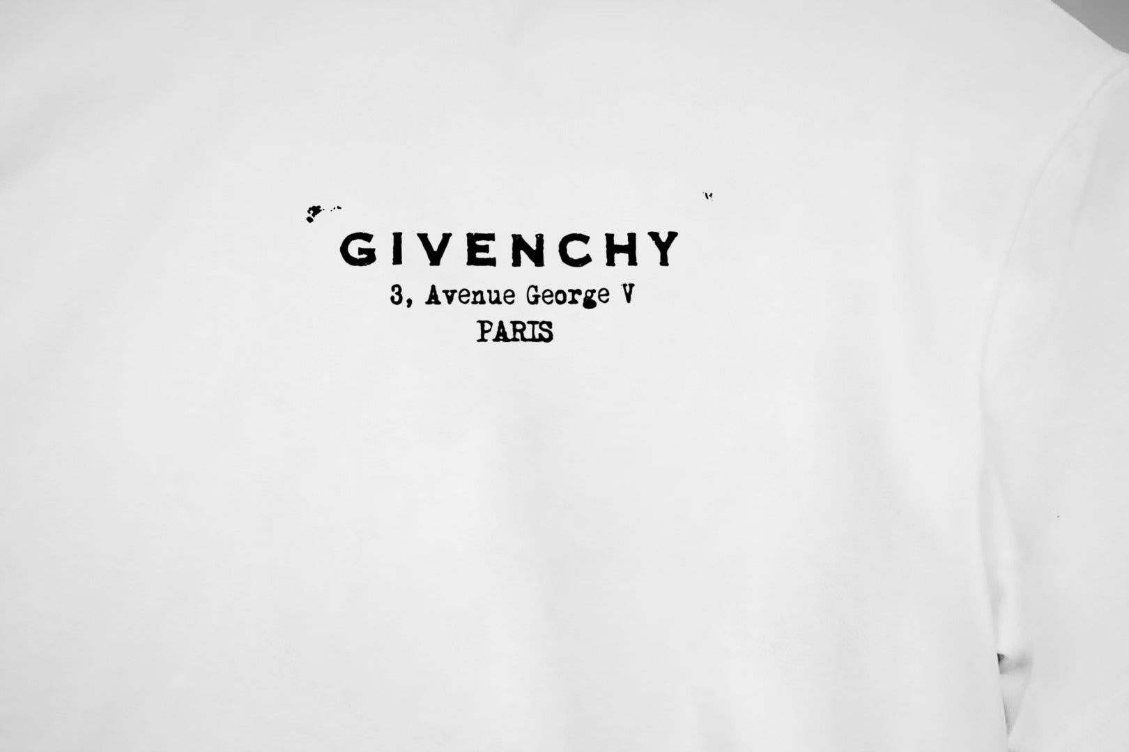 Givenchy white T-shirt chest logo with address text