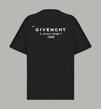 Black T-shirt with large back Givenchy graphic and address text