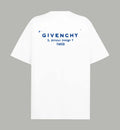 White Givenchy T-shirt with blue chest logo and Paris address print