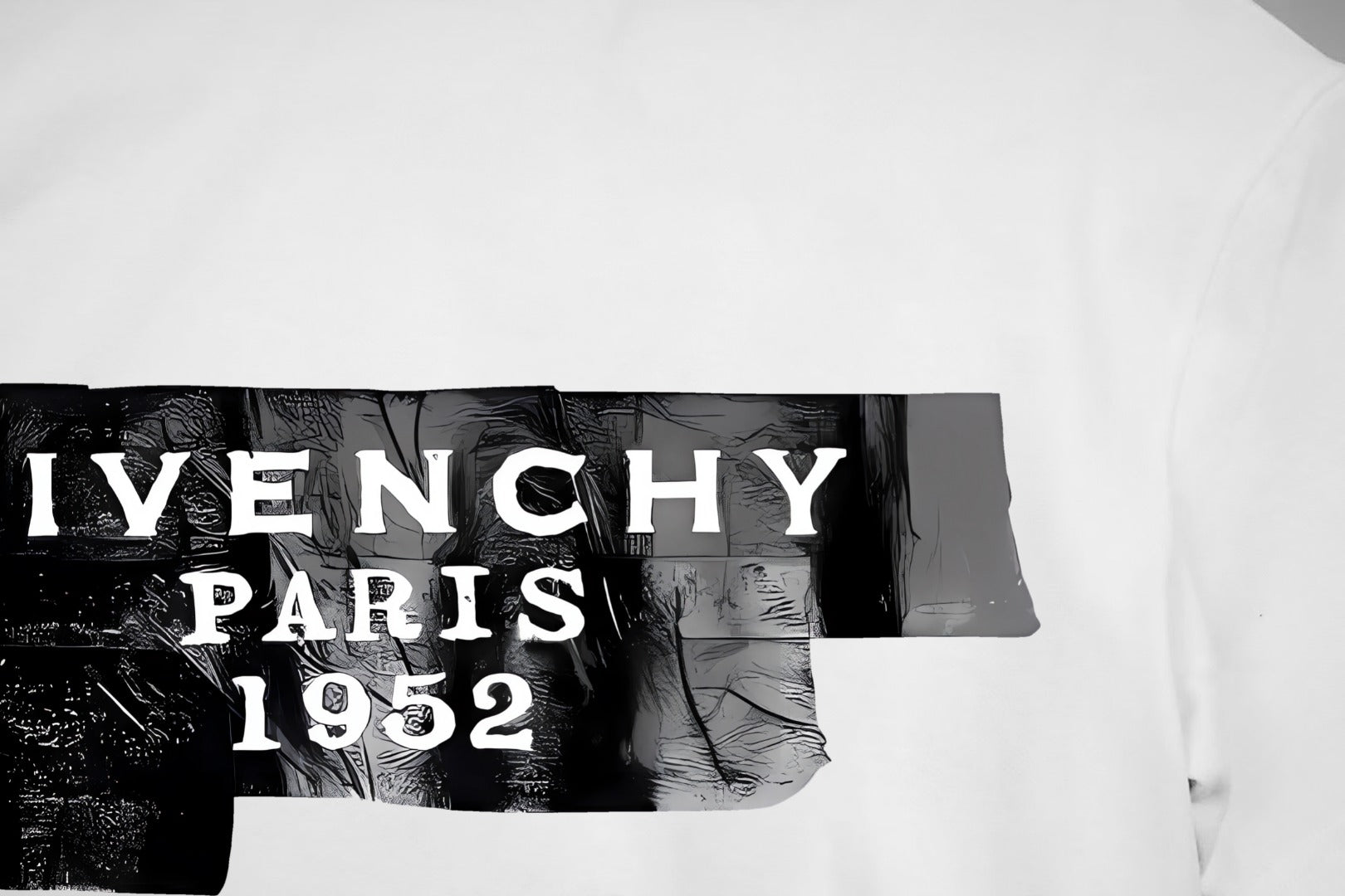 White T-shirt with black Paris 1952 text graphic