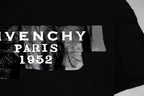 Black T-shirt close-up of PARIS 1952 logo graphic on chest