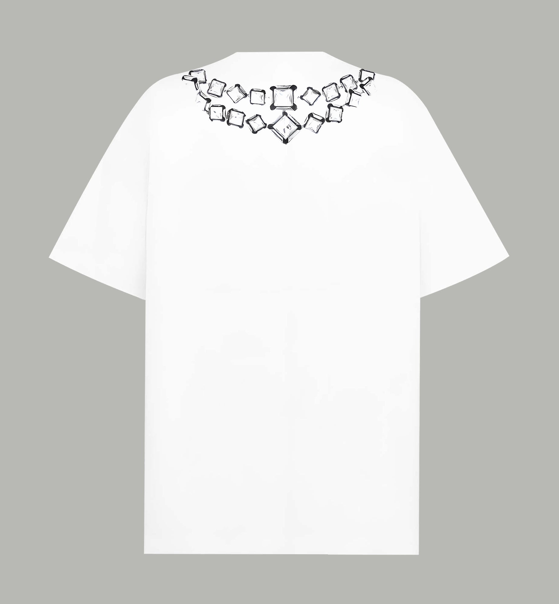 Givenchy white T-shirt with silver-tone square embellishment across upper back