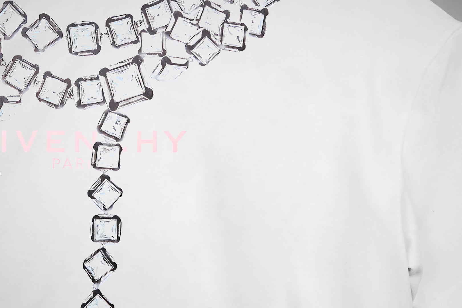 Givenchy white T-shirt with silver-tone square embellishment along chest