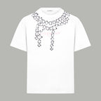 Givenchy white T-shirt with silver-tone square embellishment at neckline