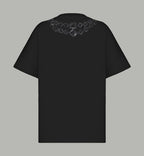 Black T-shirt back with crystal logo detail at upper yoke