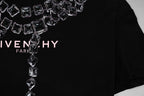 Black T-shirt neckline with crystal GIVENCHY PARIS graphic close-up