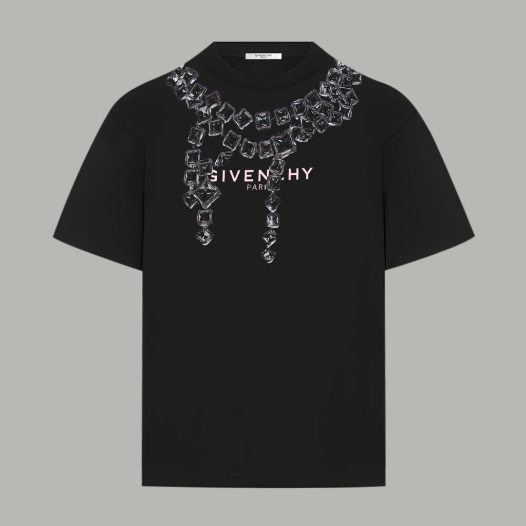 Givenchy black T-shirt with crystal “GIVENCHY PARIS” front graphic