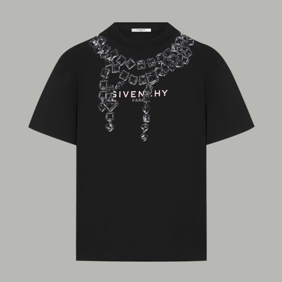 Givenchy black T-shirt with crystal “GIVENCHY PARIS” front graphic