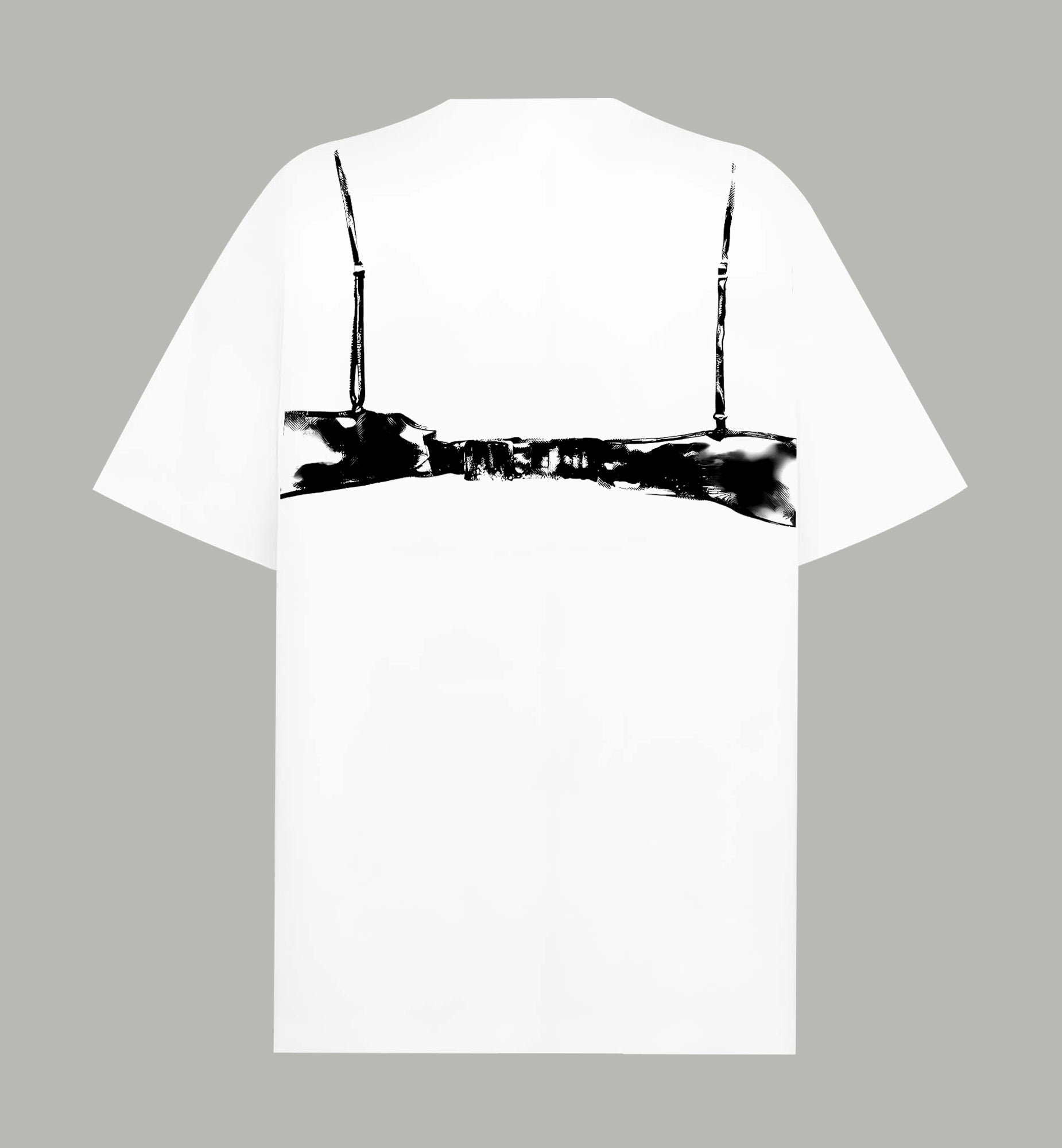 Givenchy T-shirt, white, back print with black bra graphic stripe