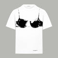 Givenchy T-shirt, white, black bra-style graphic on chest