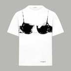 Givenchy T-shirt, white, black bra-style graphic on chest