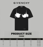 Black T-shirt front view with white bust-print graphic and Givenchy logo