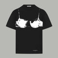Black T-shirt with white bust-print graphic and Givenchy logo at hem