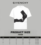 White T-shirt with black graphic print and Givenchy chest logo