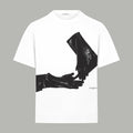 White T-shirt with black graphic print and Givenchy logo at chest