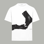 White T-shirt with black graphic print and Givenchy logo at chest