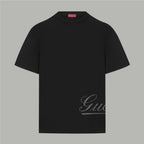 Givenchy T-shirt in dark black with crew neck and partial script logo at hem