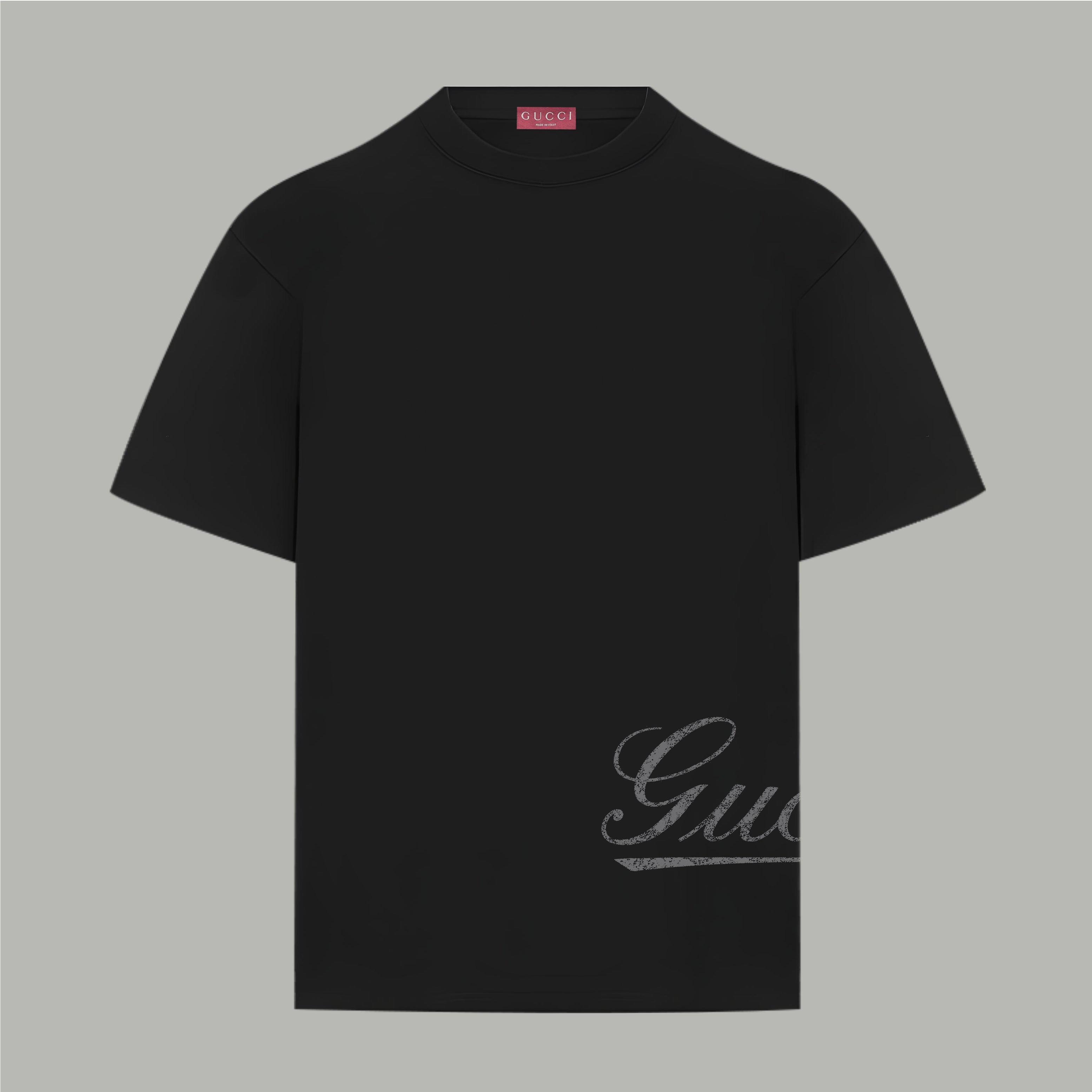 Givenchy T-shirt in dark black with crew neck and partial script logo at hem