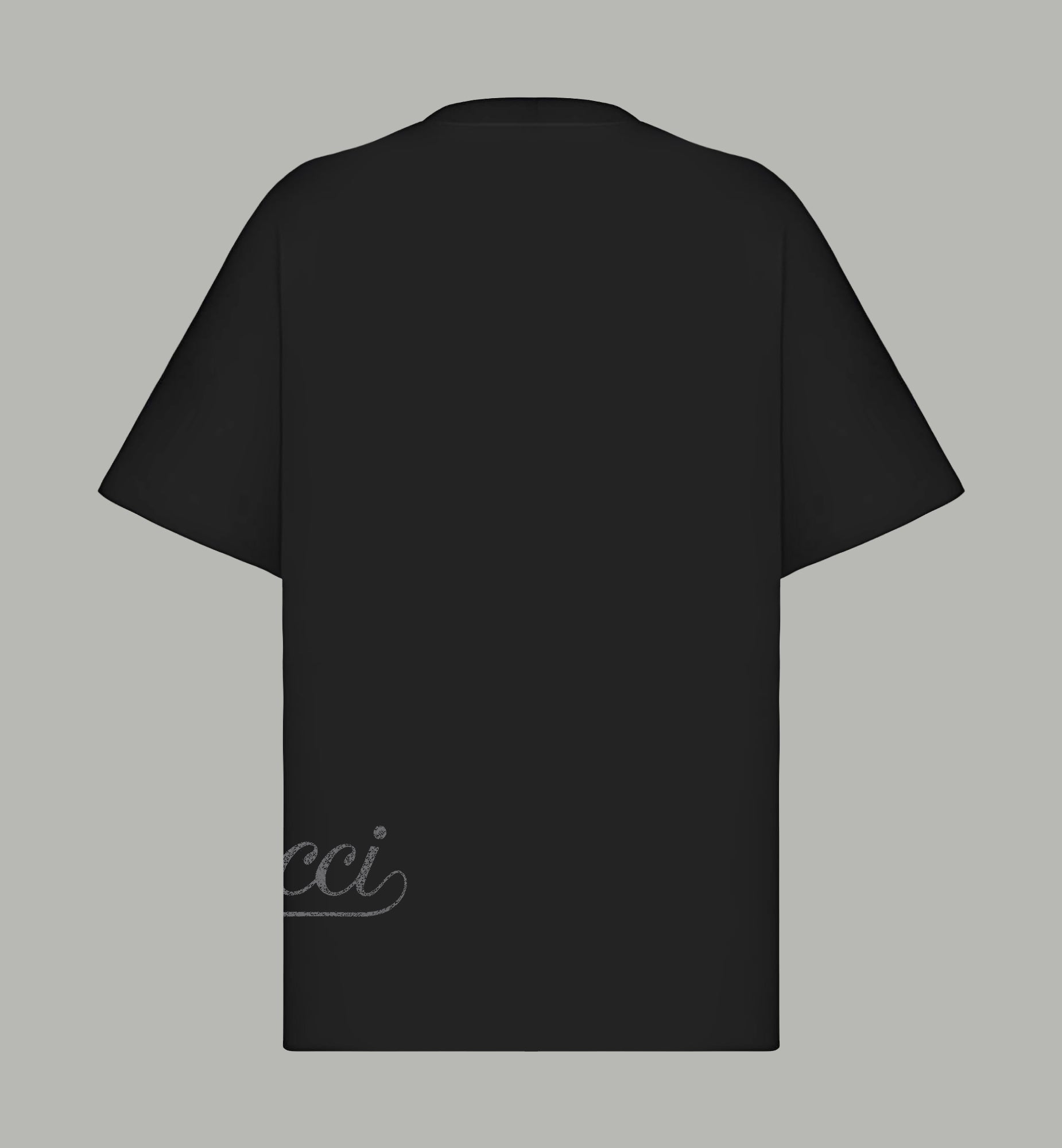 Givenchy T-shirt in dark black with crew neck, short sleeves, and partial script on back
