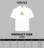 White Versace T-shirt with small gold Medusa crest logo
