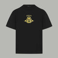 Black Versace T-shirt with gold medallion logo on front