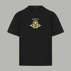Black Versace T-shirt with gold medallion logo on front
