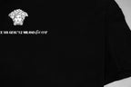 Black T-shirt with Versace baroque logo and text print