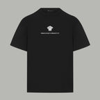 Black crewneck T-shirt with small Versace graphic on chest
