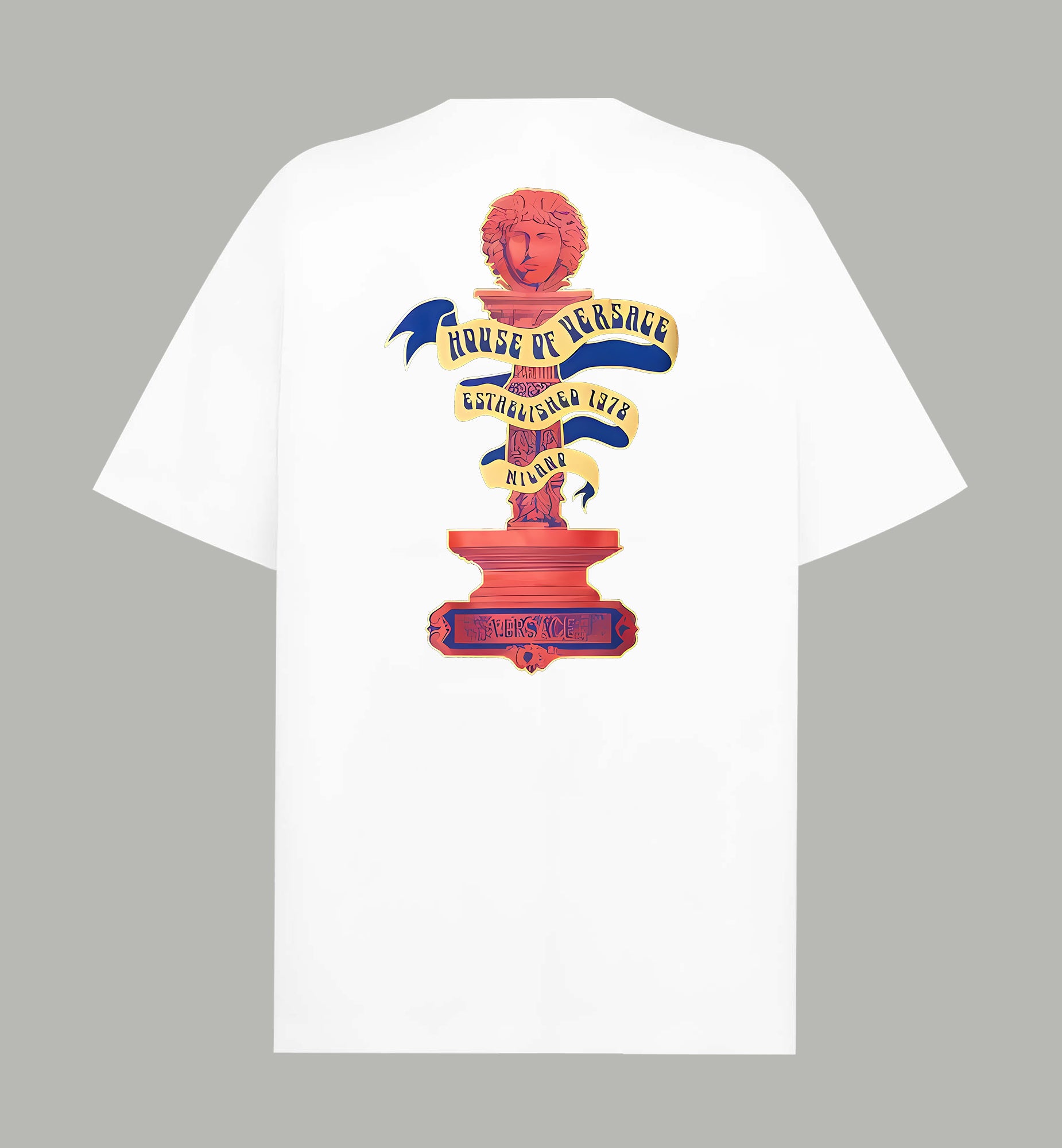 White Versace T-shirt with multicolor back graphic print
