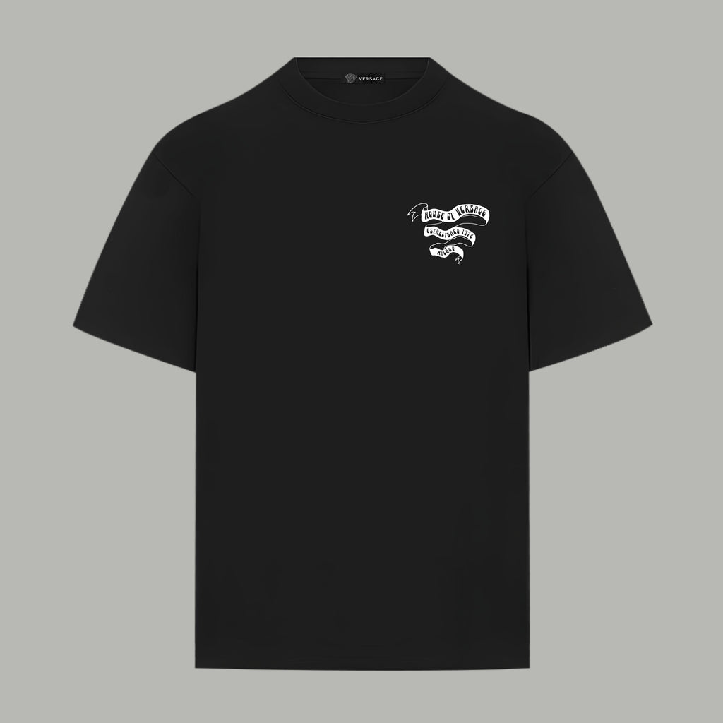 Black Versace T-shirt with small chest logo print