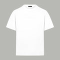White crew-neck T-shirt with VERSACE logo print on chest
