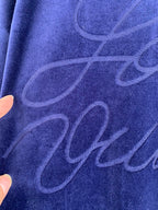 Louis Vuitton long clothes dark blue fabric with large embroidered signature graphic