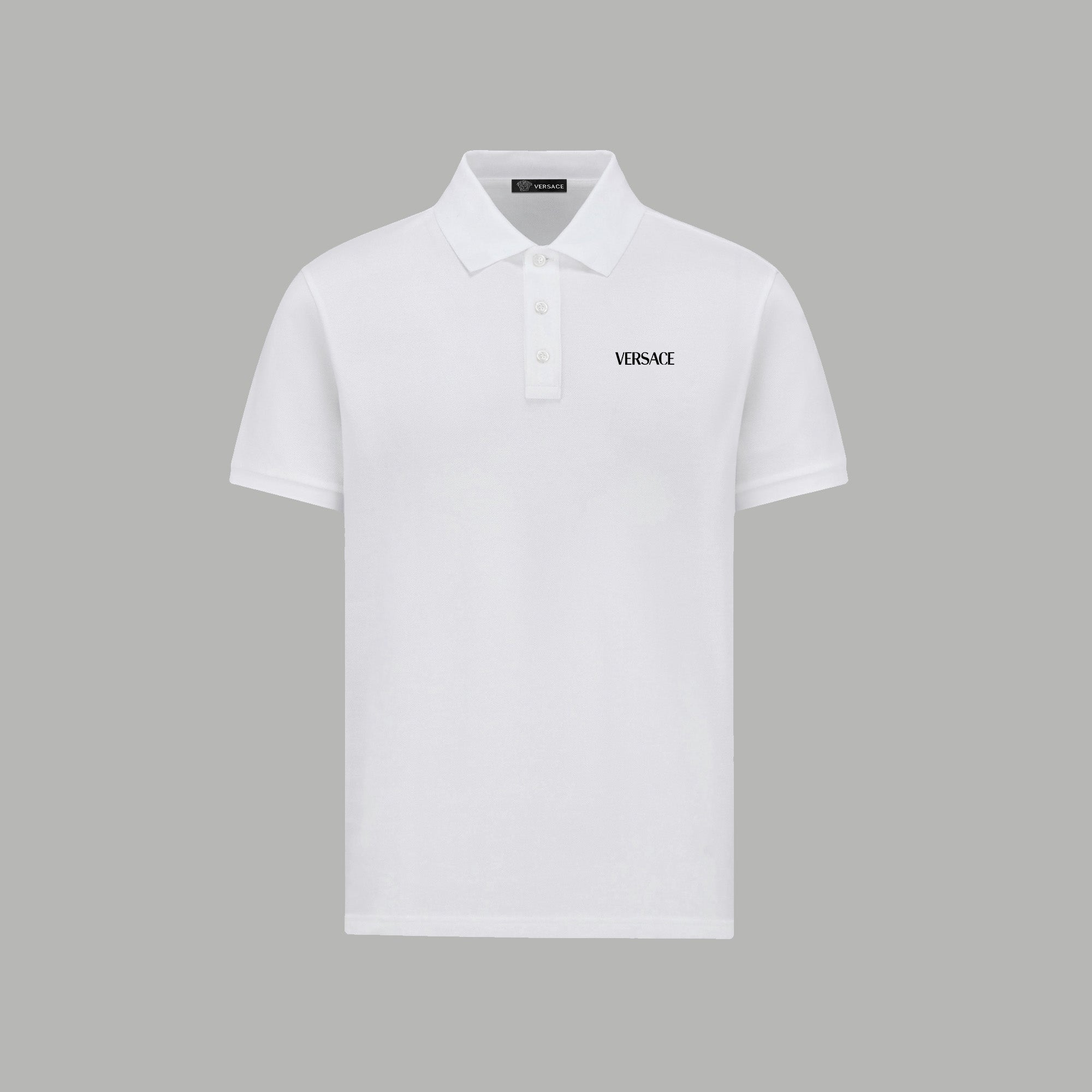 White Versace polo shirt with collar and button placket