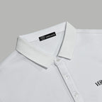 White Versace polo shirt collar with button front and logo tab