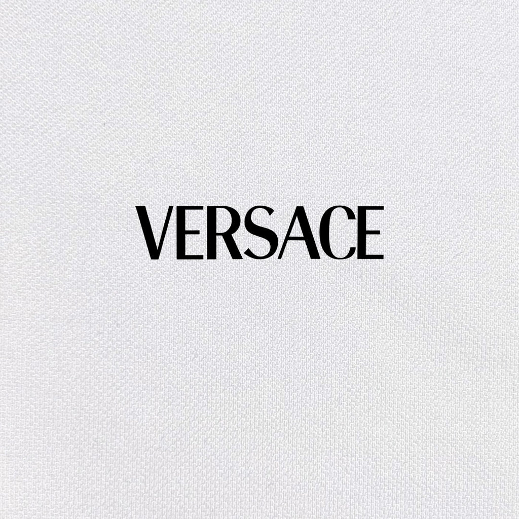 Versace logo print on white polo fabric