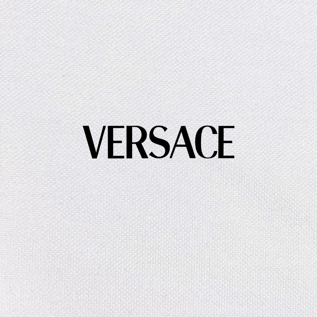 Versace logo print on white polo fabric