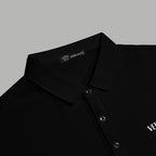 Black Versace polo collar with button placket and VERSACE chest embroidery