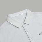 White Givenchy polo shirt close-up of collar and button placket