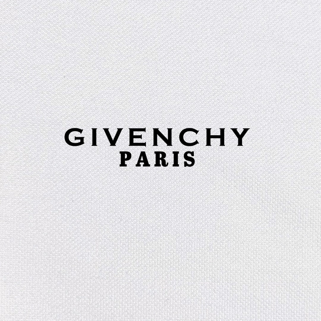 Givenchy Paris logo text on white polo fabric