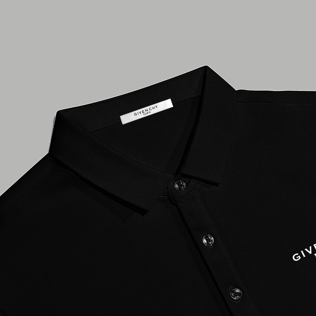 Black Givenchy polo collar with button detail and small chest logo